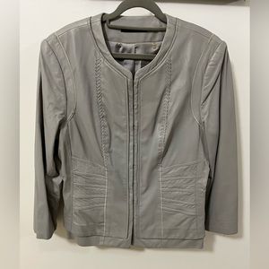 Elie Tahari Dove Grey Lamb Leather Jacket.  Never Worn. Size L